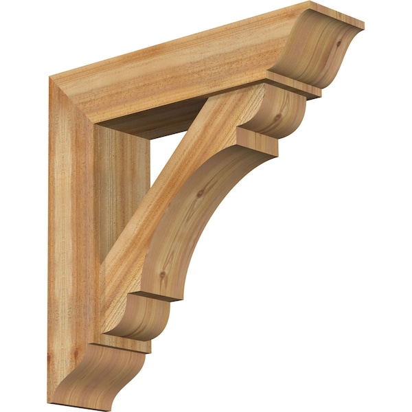 Ekena Millwork Olympic Traditional Rough Sawn Bracket w/ Offset Brace, Western Red Cedar, 8"W x 32"D x 32"H BKT0806X32X32OLY01RWR - main